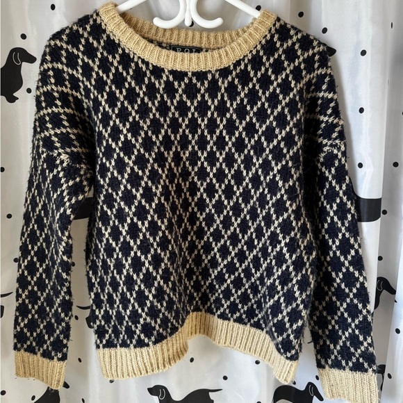 POL Sweaters - Stylish Black and Cream Women's Sweater